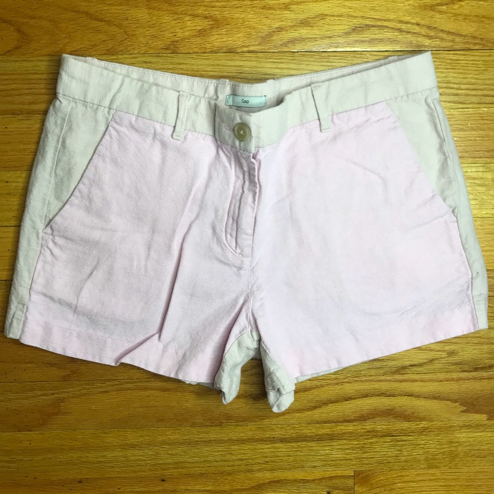 GAP Linen Blend Color Block Shorts